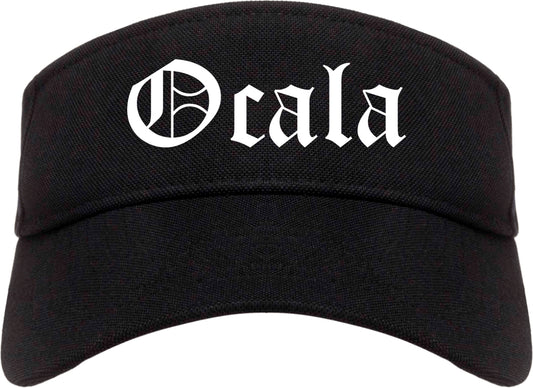 Ocala Florida FL Old English Mens Visor Cap Hat Black