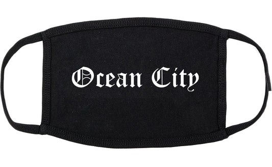 Ocean City New Jersey NJ Old English Cotton Face Mask Black