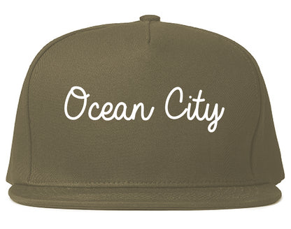 Ocean City New Jersey NJ Script Mens Snapback Hat Grey