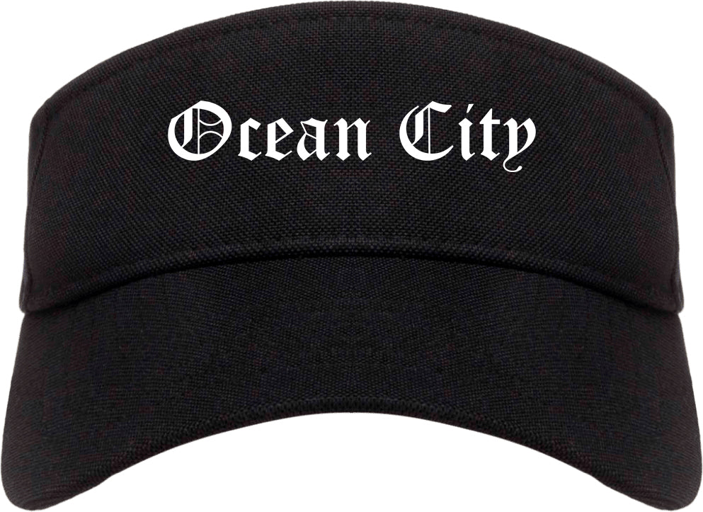 Ocean City New Jersey NJ Old English Mens Visor Cap Hat Black