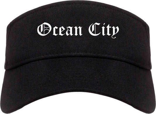Ocean City New Jersey NJ Old English Mens Visor Cap Hat Black