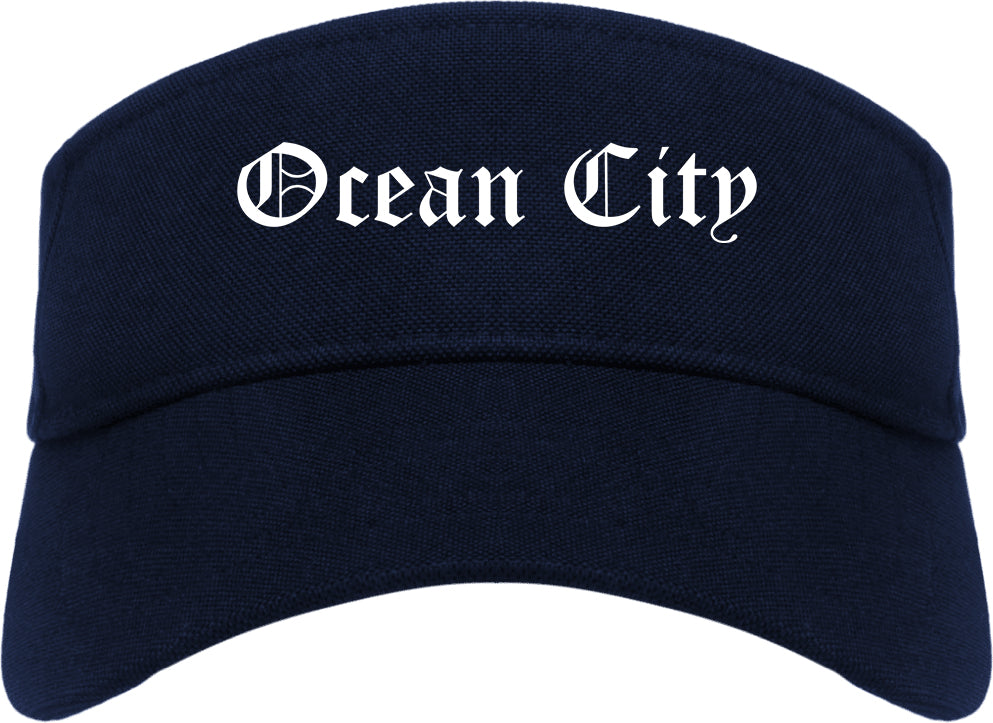 Ocean City New Jersey NJ Old English Mens Visor Cap Hat Navy Blue