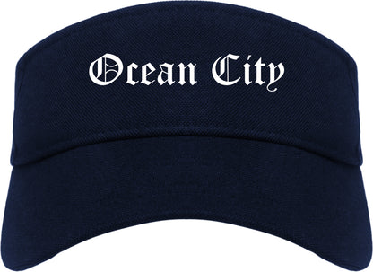 Ocean City New Jersey NJ Old English Mens Visor Cap Hat Navy Blue