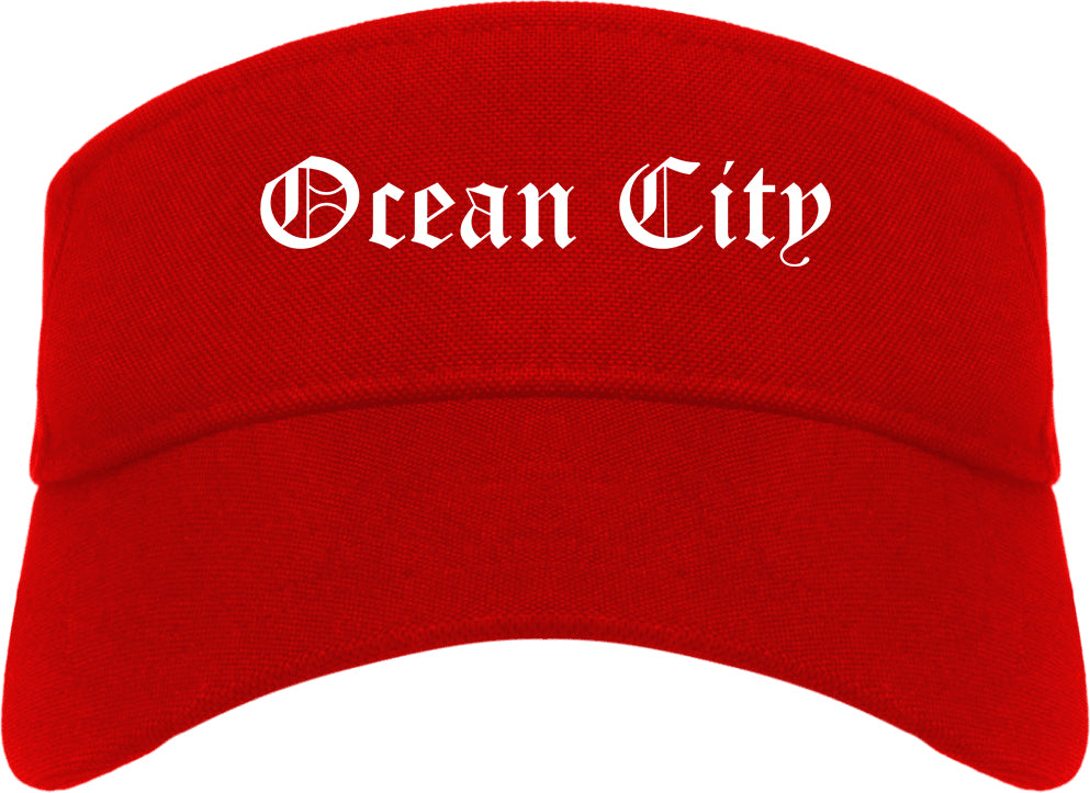 Ocean City New Jersey NJ Old English Mens Visor Cap Hat Red