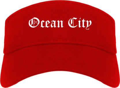 Ocean City New Jersey NJ Old English Mens Visor Cap Hat Red