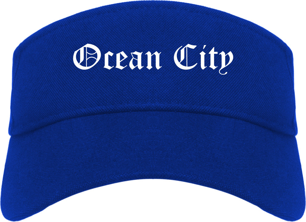 Ocean City New Jersey NJ Old English Mens Visor Cap Hat Royal Blue