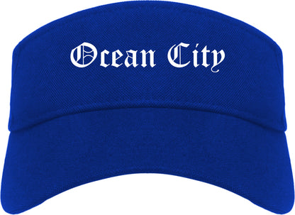 Ocean City New Jersey NJ Old English Mens Visor Cap Hat Royal Blue