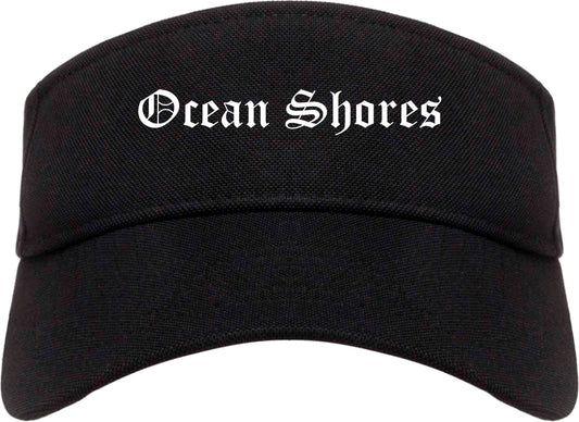 Ocean Shores Washington WA Old English Mens Visor Cap Hat Black