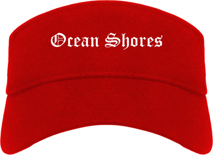 Ocean Shores Washington WA Old English Mens Visor Cap Hat Red