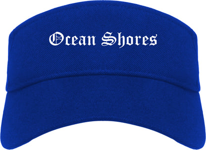 Ocean Shores Washington WA Old English Mens Visor Cap Hat Royal Blue