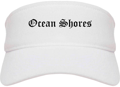 Ocean Shores Washington WA Old English Mens Visor Cap Hat White