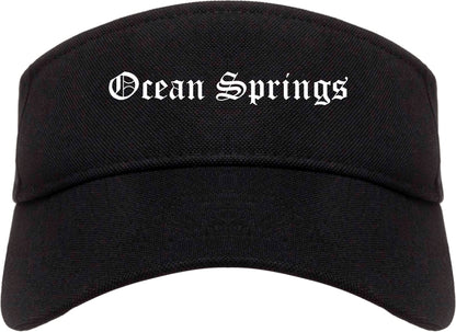 Ocean Springs Mississippi MS Old English Mens Visor Cap Hat Black