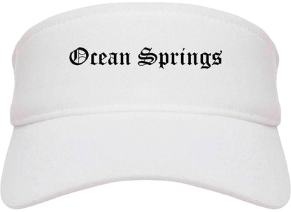 Ocean Springs Mississippi MS Old English Mens Visor Cap Hat White