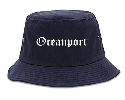 Oceanport New Jersey NJ Old English Mens Bucket Hat Navy Blue