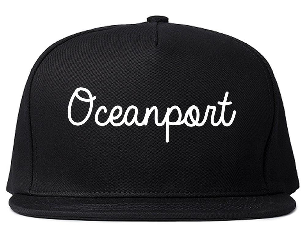 Oceanport New Jersey NJ Script Mens Snapback Hat Black