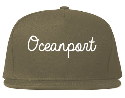 Oceanport New Jersey NJ Script Mens Snapback Hat Grey