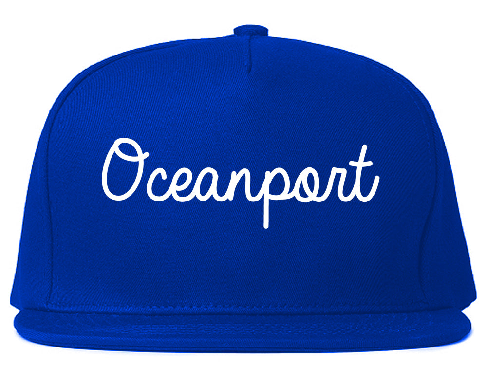 Oceanport New Jersey NJ Script Mens Snapback Hat Royal Blue