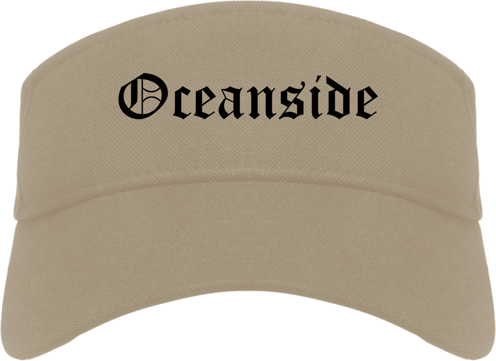 Oceanside California CA Old English Mens Visor Cap Hat Khaki