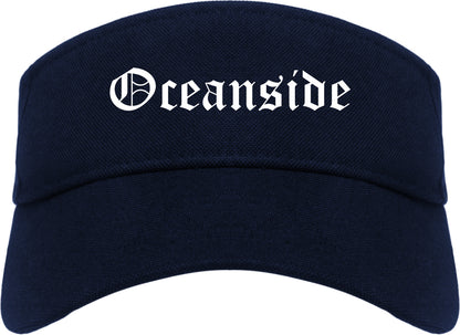Oceanside California CA Old English Mens Visor Cap Hat Navy Blue