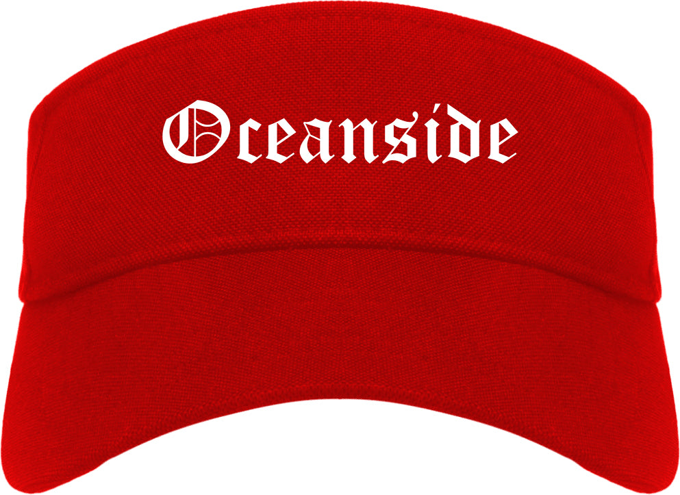 Oceanside California CA Old English Mens Visor Cap Hat Red