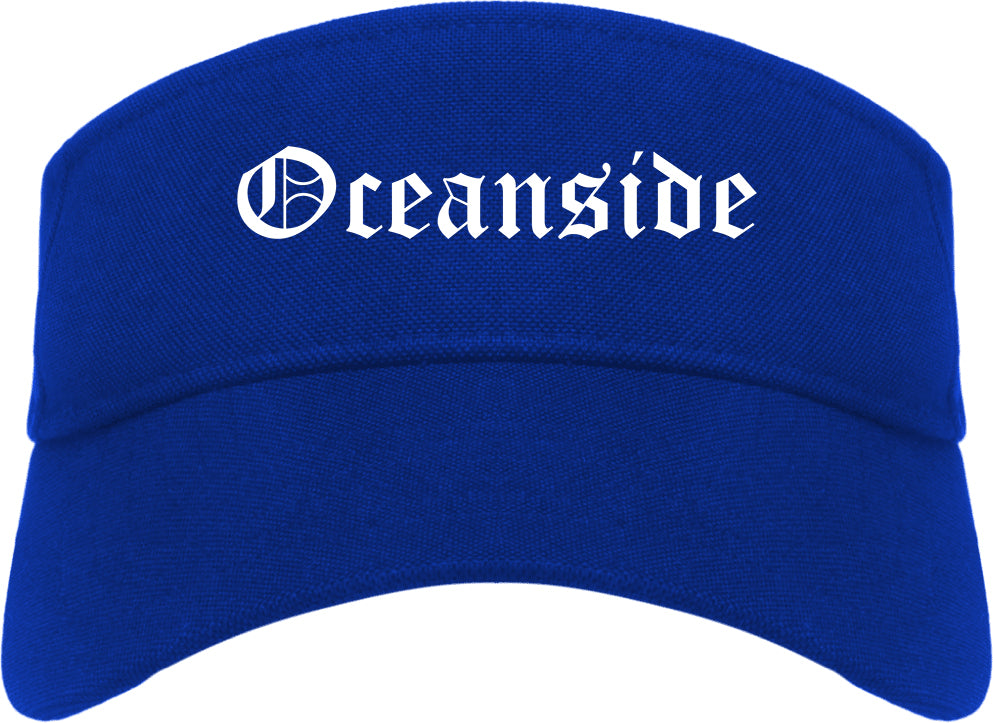 Oceanside California CA Old English Mens Visor Cap Hat Royal Blue