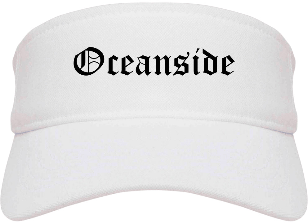 Oceanside California CA Old English Mens Visor Cap Hat White