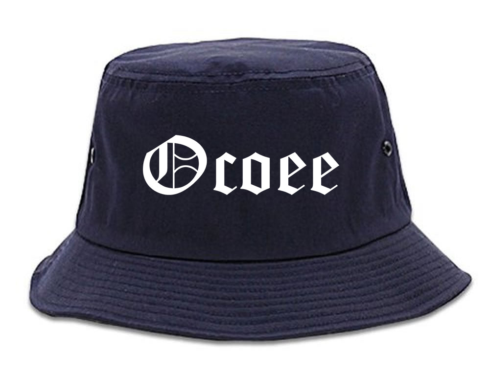 Ocoee Florida FL Old English Mens Bucket Hat Navy Blue