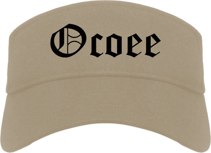 Ocoee Florida FL Old English Mens Visor Cap Hat Khaki