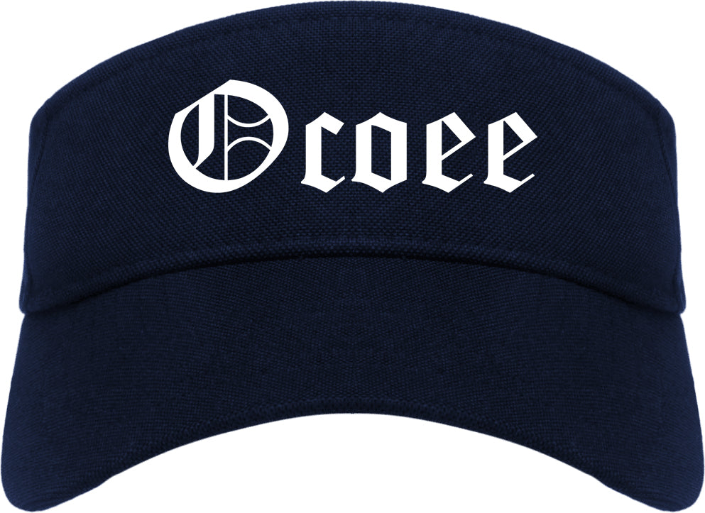Ocoee Florida FL Old English Mens Visor Cap Hat Navy Blue