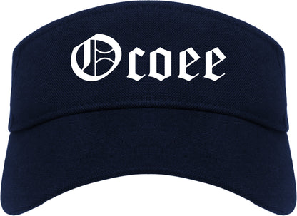 Ocoee Florida FL Old English Mens Visor Cap Hat Navy Blue