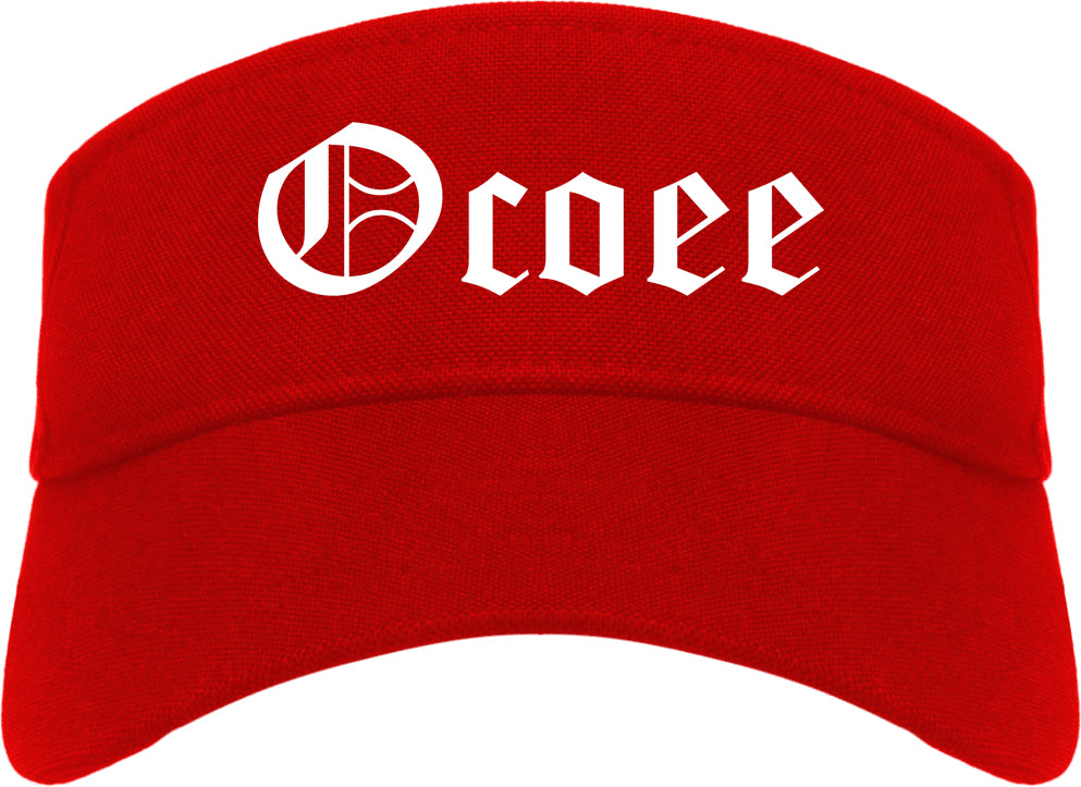 Ocoee Florida FL Old English Mens Visor Cap Hat Red