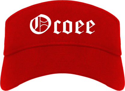Ocoee Florida FL Old English Mens Visor Cap Hat Red