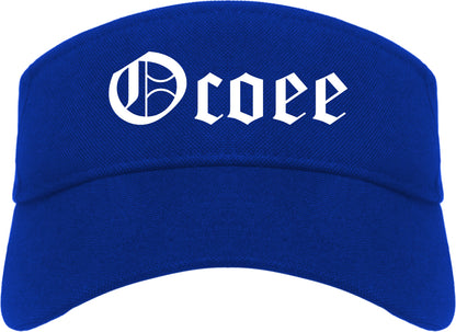 Ocoee Florida FL Old English Mens Visor Cap Hat Royal Blue