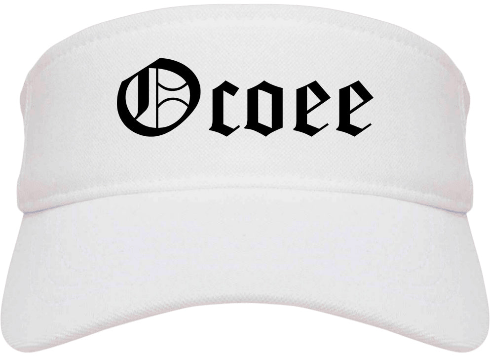 Ocoee Florida FL Old English Mens Visor Cap Hat White