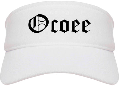 Ocoee Florida FL Old English Mens Visor Cap Hat White