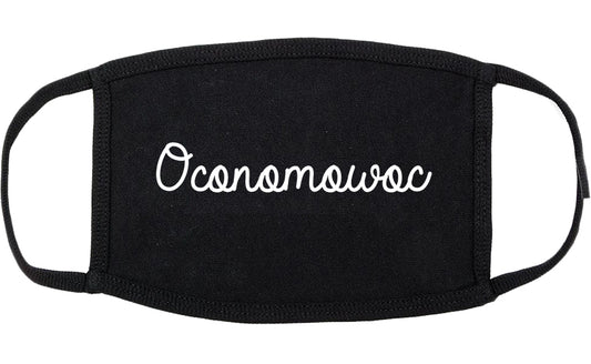 Oconomowoc Wisconsin WI Script Cotton Face Mask Black