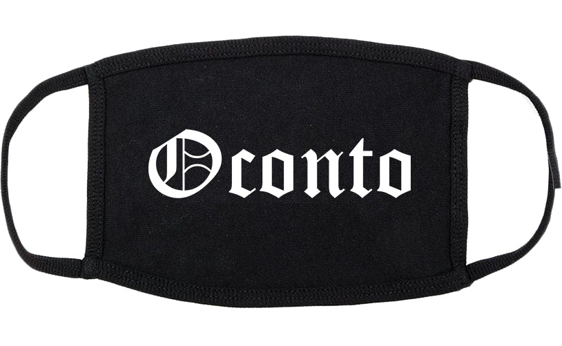 Oconto Wisconsin WI Old English Cotton Face Mask Black