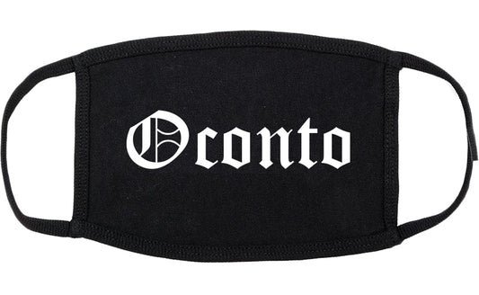 Oconto Wisconsin WI Old English Cotton Face Mask Black
