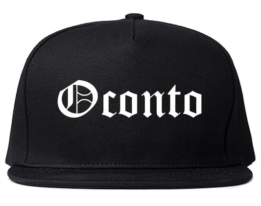 Oconto Wisconsin WI Old English Mens Snapback Hat Black