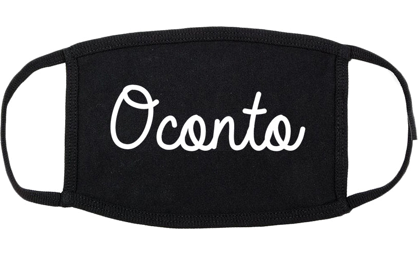 Oconto Wisconsin WI Script Cotton Face Mask Black