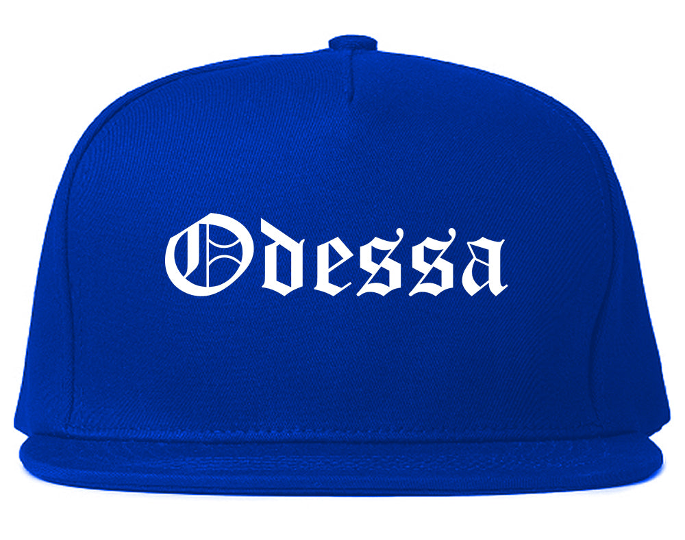 Odessa Missouri MO Old English Mens Snapback Hat Royal Blue