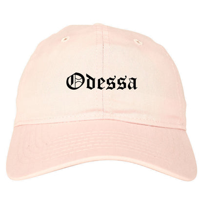 Odessa Missouri MO Old English Mens Dad Hat Baseball Cap Pink