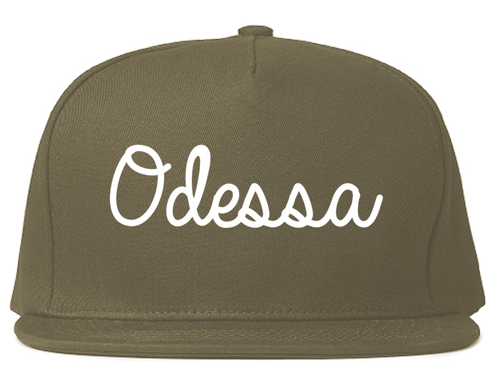 Odessa Missouri MO Script Mens Snapback Hat Grey