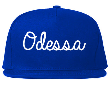 Odessa Missouri MO Script Mens Snapback Hat Royal Blue