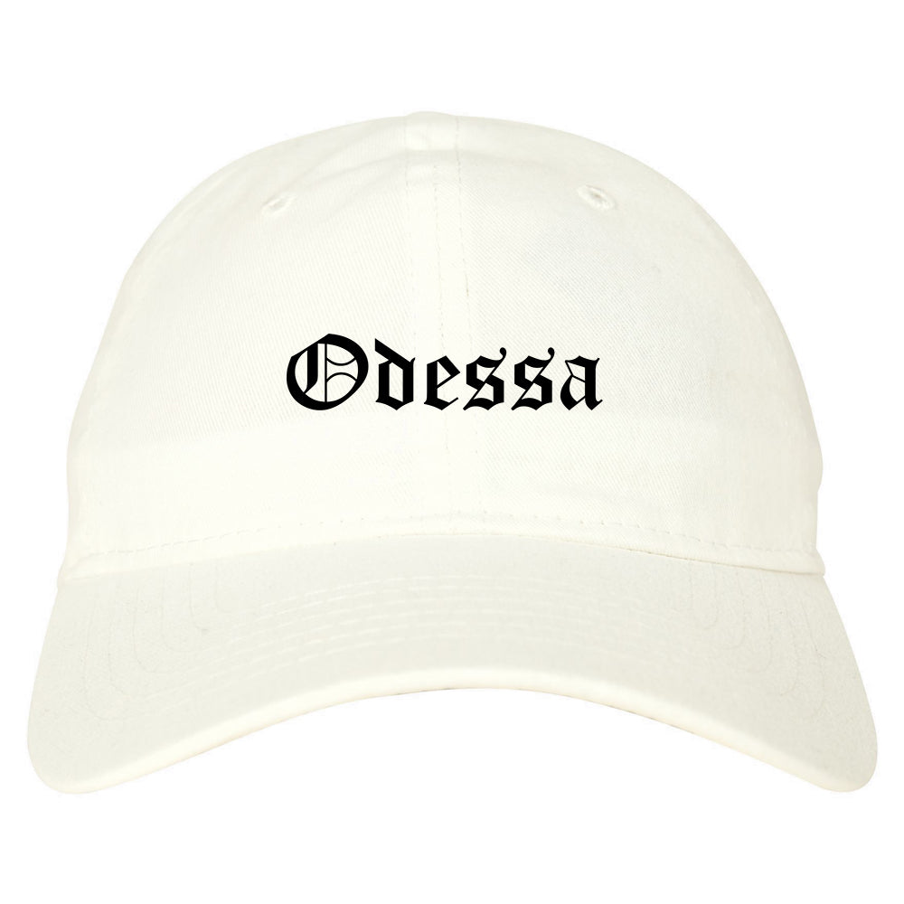 Odessa Texas TX Old English Mens Dad Hat Baseball Cap White