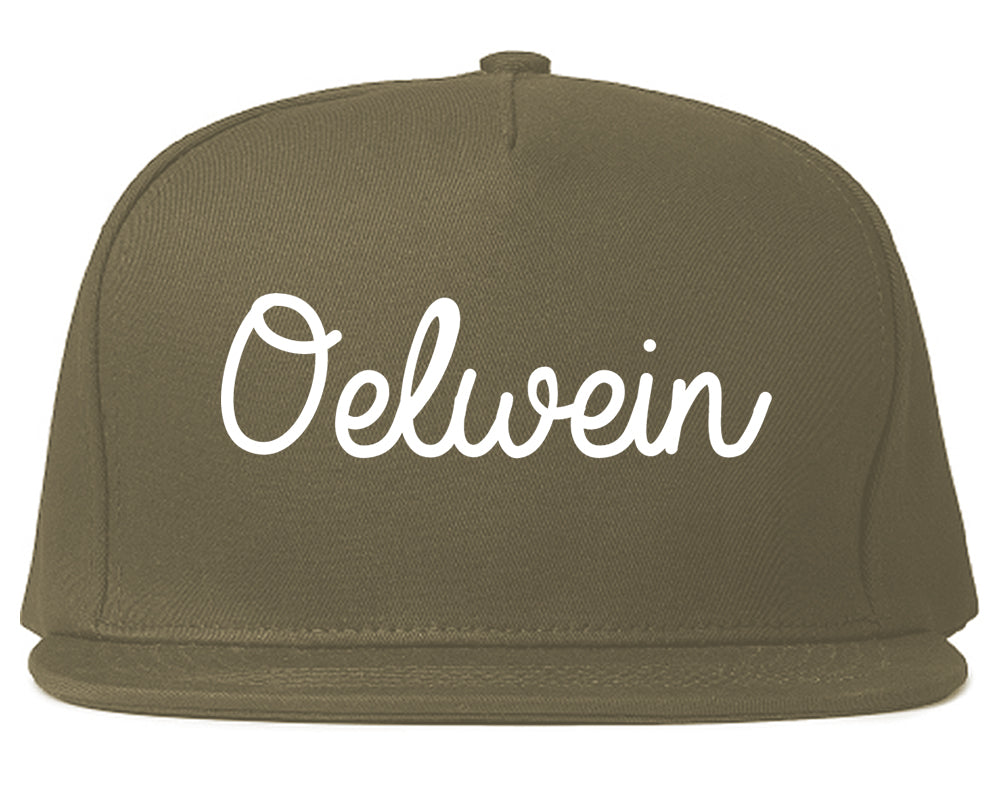 Oelwein Iowa IA Script Mens Snapback Hat Grey