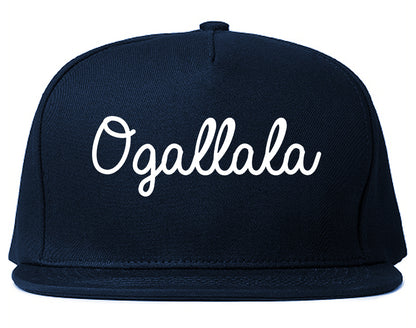 Ogallala Nebraska NE Script Mens Snapback Hat Navy Blue