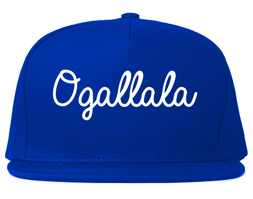 Ogallala Nebraska NE Script Mens Snapback Hat Royal Blue