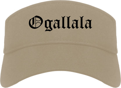 Ogallala Nebraska NE Old English Mens Visor Cap Hat Khaki
