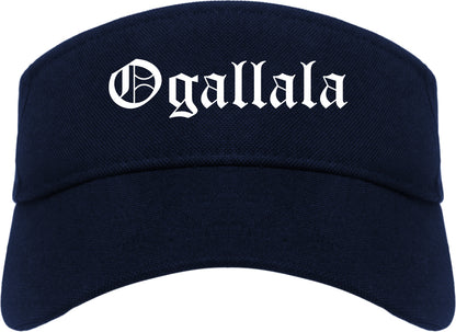 Ogallala Nebraska NE Old English Mens Visor Cap Hat Navy Blue